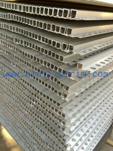 Punched matt silver aluminum tile trim
