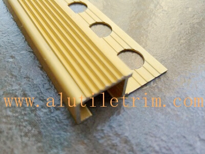 Matt gold aluminum stair nose for tile