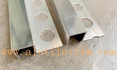Polished silver square edge tile trim