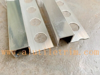 Polished silver square edge tile trim