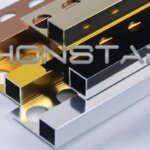 Square edge close type aluminum tile trim application